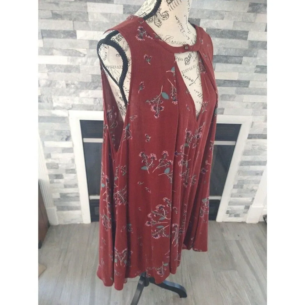 Free people  sleeveless floral tunic/ mini dress Small boho large